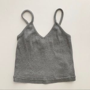 Grey Ribbed Crop Top